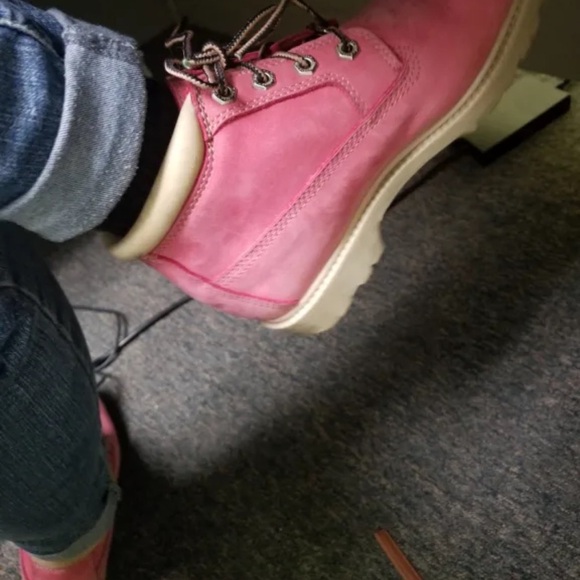 Timberland Women's Nellie Chukka Pink Leather Waterproof Ankle Boots - Picture 13 of 14